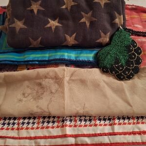 Vintage Lot Scarves & Beaded Grapes Coin Purse Ford Patriotic Kasper 6 SCARF